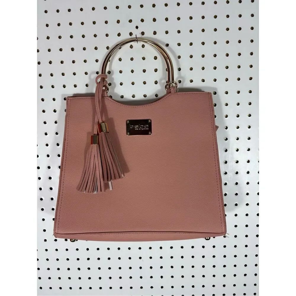 Bebe Tasseled Gold Hardware Handbag In Pink Size Medium